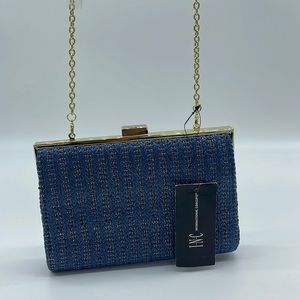 INC International Concepts Sewn Design Blue Phone Wallet Crossbody MP302